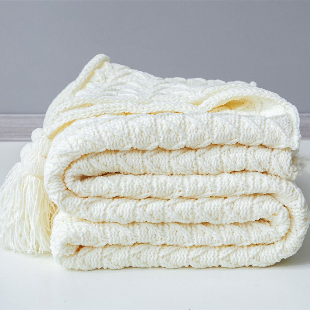 Super Soft Knitted Throw Blanket & Cushion Covers | Classic Wave - Prozily