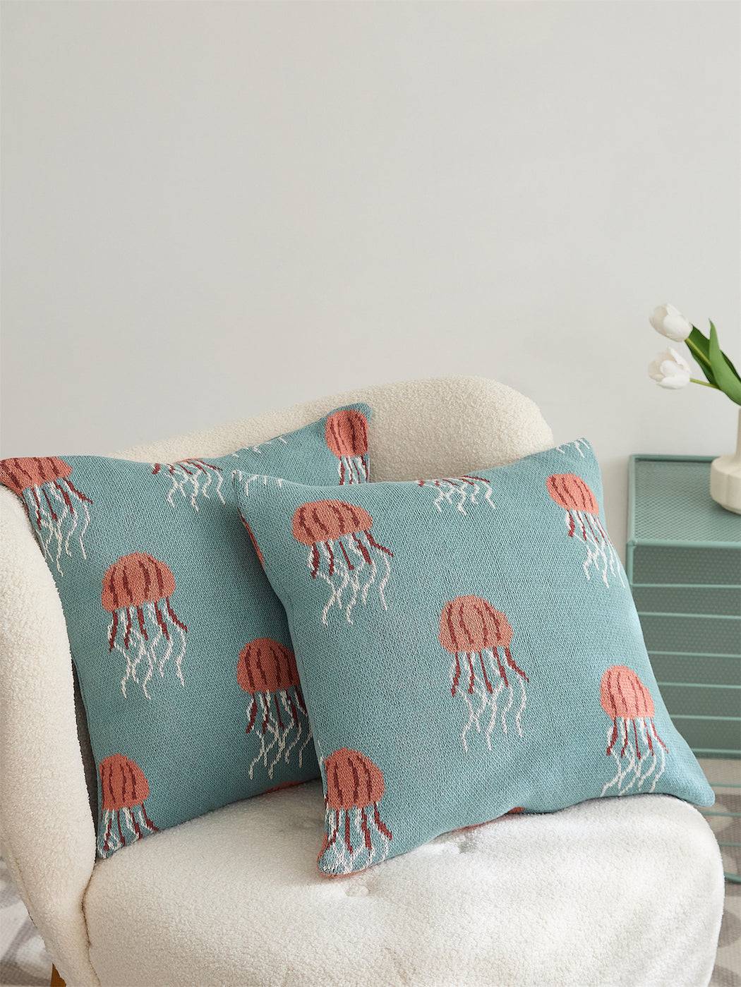 100% Premium Cotton Knitted Cushion Cover | Jellyfish - Prozily