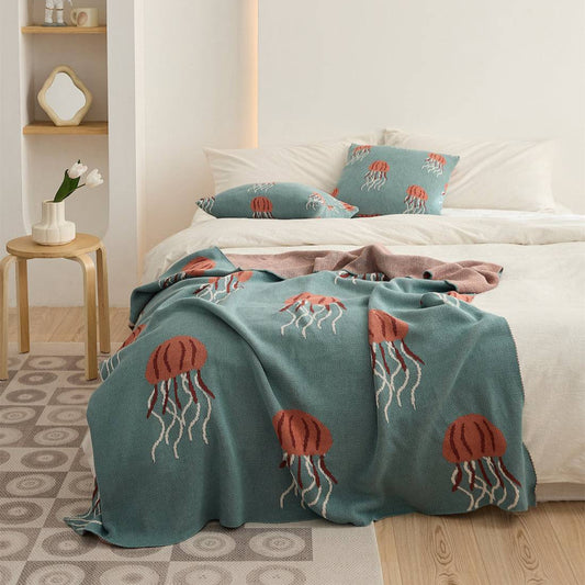 Jellyfish Knitted Throw Cute Blanket - Prozily
