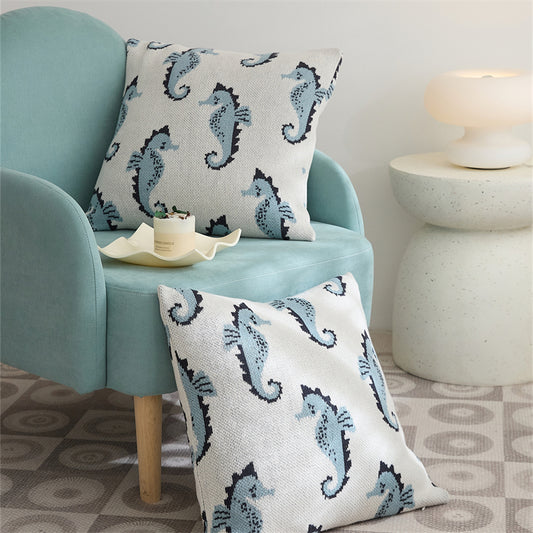 100% Premium Cotton Knitted Cushion Cover | Seahorse - Prozily