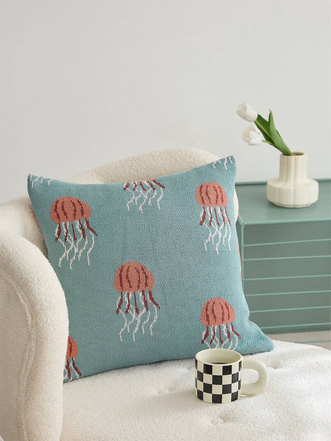 100% Premium Cotton Knitted Cushion Cover | Jellyfish - Prozily