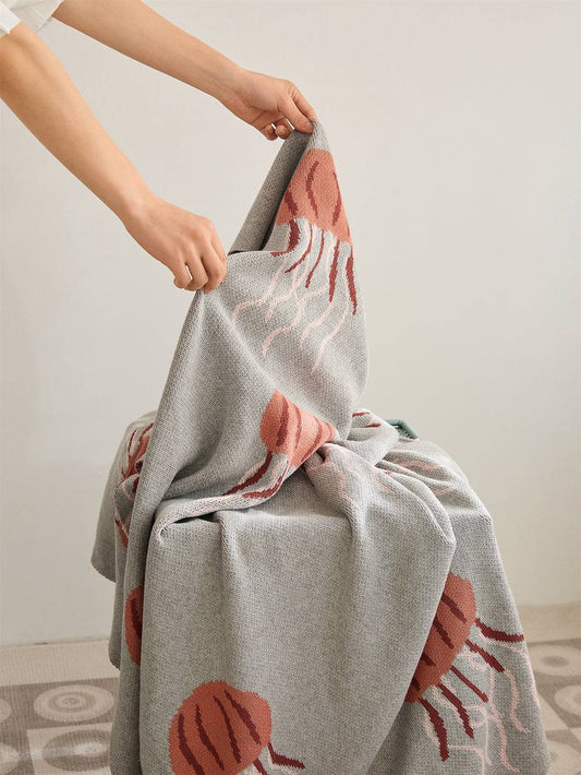 Jellyfish Knitted Throw Cute Blanket - Prozily