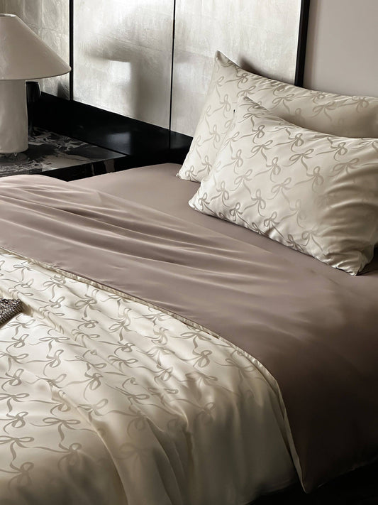 100% TENCEL™ Lyocell Quilt Cover Set | Bowknot Elegance - Prozily