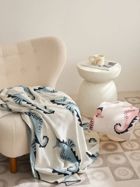 Seahorse Knitted Throw Cute Blanket - Prozily